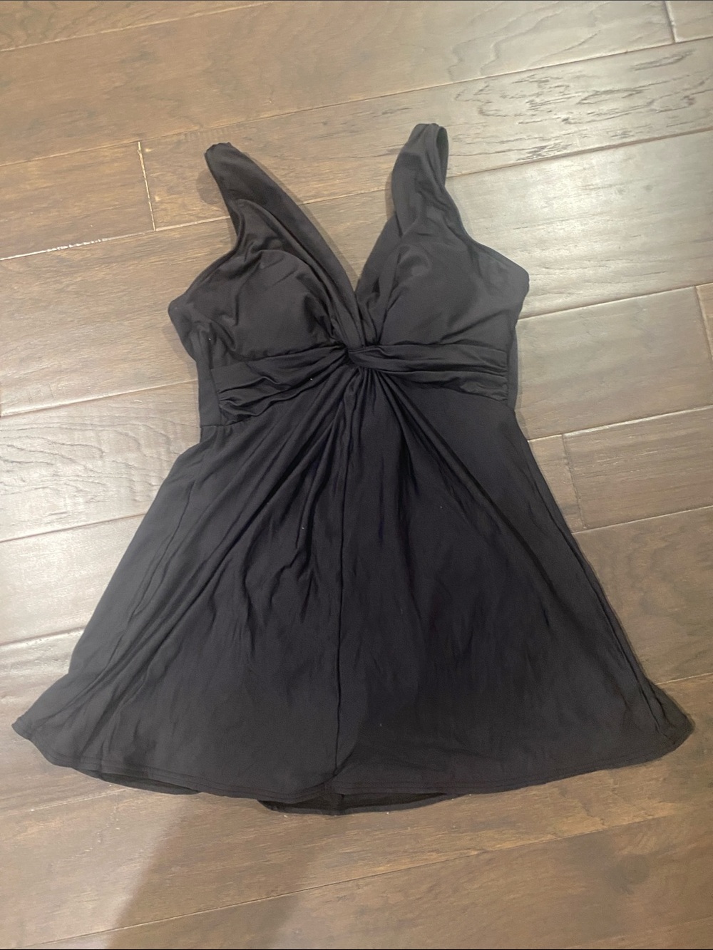 Miraclesuit Black V-Neck Twist-Front Swimdress